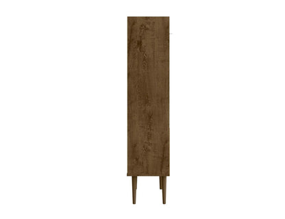 Manhattan Comfort Bogart 62.6 Mid-Century Modern Bookcase - Rustic Brown &amp; Natural|Bibliothèque Bogart de Manhattan Comfort de 62,6 po de style moderne du milieu du 20e siècle - brun rustique et naturel