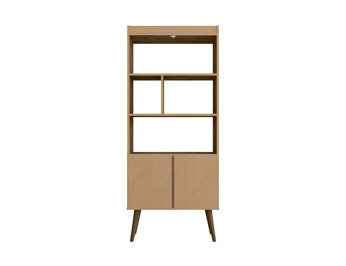 Manhattan Comfort Bogart 62.6 Mid-Century Modern Bookcase - Rustic Brown &amp; Natural|Bibliothèque Bogart de Manhattan Comfort de 62,6 po de style moderne du milieu du 20e siècle - brun rustique et naturel