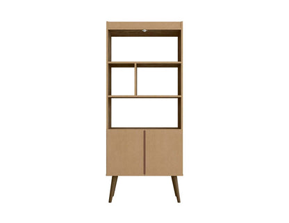 Manhattan Comfort Bogart 62.6 Mid-Century Modern Bookcase - Rustic Brown &amp; Natural|Bibliothèque Bogart de Manhattan Comfort de 62,6 po de style moderne du milieu du 20e siècle - brun rustique et naturel