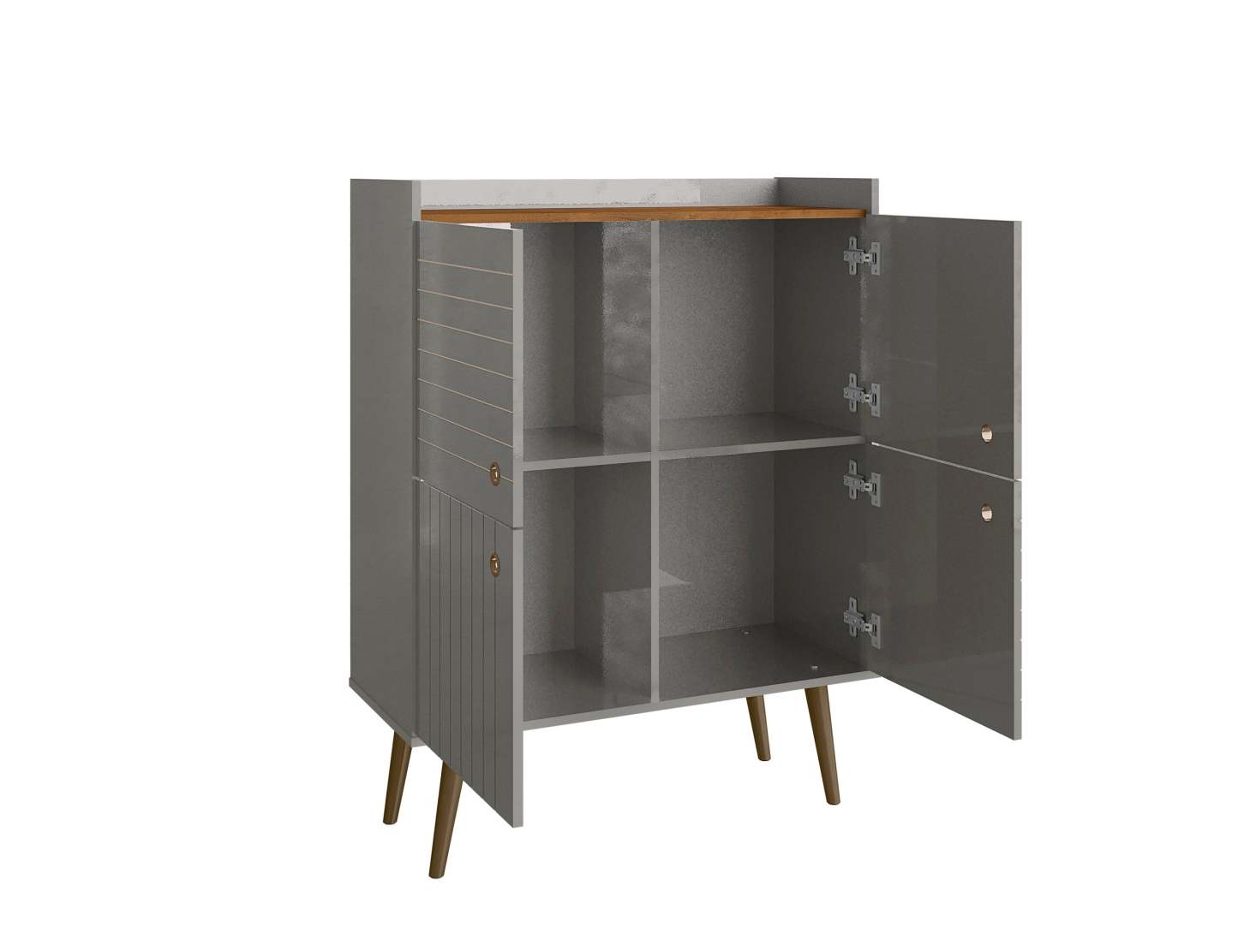 Manhattan Comfort Bogart Mid-Century Modern Accent Cabinet - Grey &amp; Natural|Armoire décorative Bogart de Manhattan Comfort de style moderne du milieu du 20e siècle - grise et naturelle