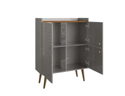 Manhattan Comfort Bogart Mid-Century Modern Accent Cabinet - Grey &amp; Natural|Armoire décorative Bogart de Manhattan Comfort de style moderne du milieu du 20e siècle - grise et naturelle
