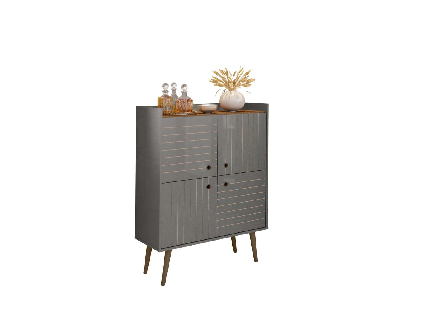 Manhattan Comfort Bogart Mid-Century Modern Accent Cabinet - Grey &amp; Natural|Armoire décorative Bogart de Manhattan Comfort de style moderne du milieu du 20e siècle - grise et naturelle
