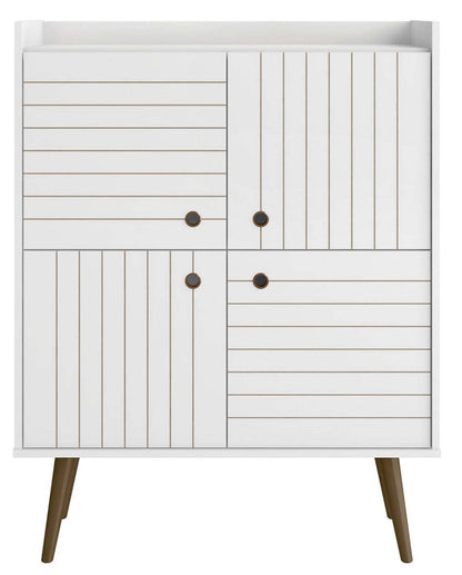 Manhattan Comfort Bogart Mid-Century Modern Accent Cabinet - White &amp; Natural|Armoire décorative Bogart de Manhattan Comfort de style moderne du milieu du 20e siècle - blanche et naturelle
