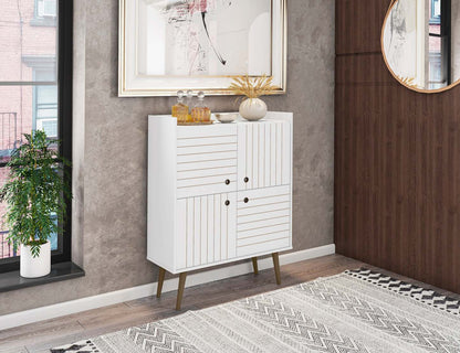 Manhattan Comfort Bogart Mid-Century Modern Accent Cabinet - White &amp; Natural|Armoire décorative Bogart de Manhattan Comfort de style moderne du milieu du 20e siècle - blanche et naturelle