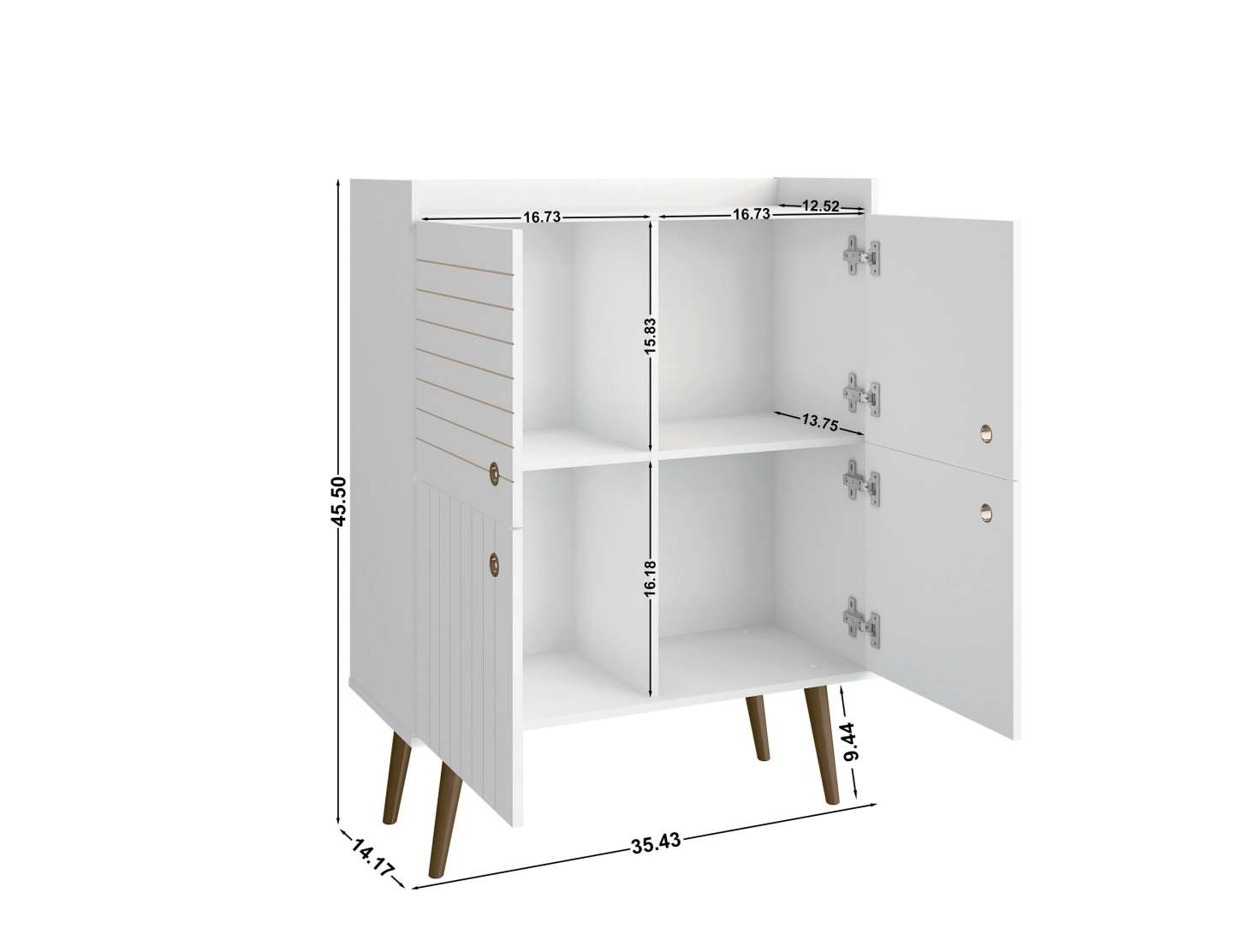 Manhattan Comfort Bogart Mid-Century Modern Accent Cabinet - White &amp; Natural|Armoire décorative Bogart de Manhattan Comfort de style moderne du milieu du 20e siècle - blanche et naturelle
