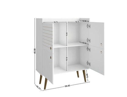 Manhattan Comfort Bogart Mid-Century Modern Accent Cabinet - White &amp; Natural|Armoire décorative Bogart de Manhattan Comfort de style moderne du milieu du 20e siècle - blanche et naturelle