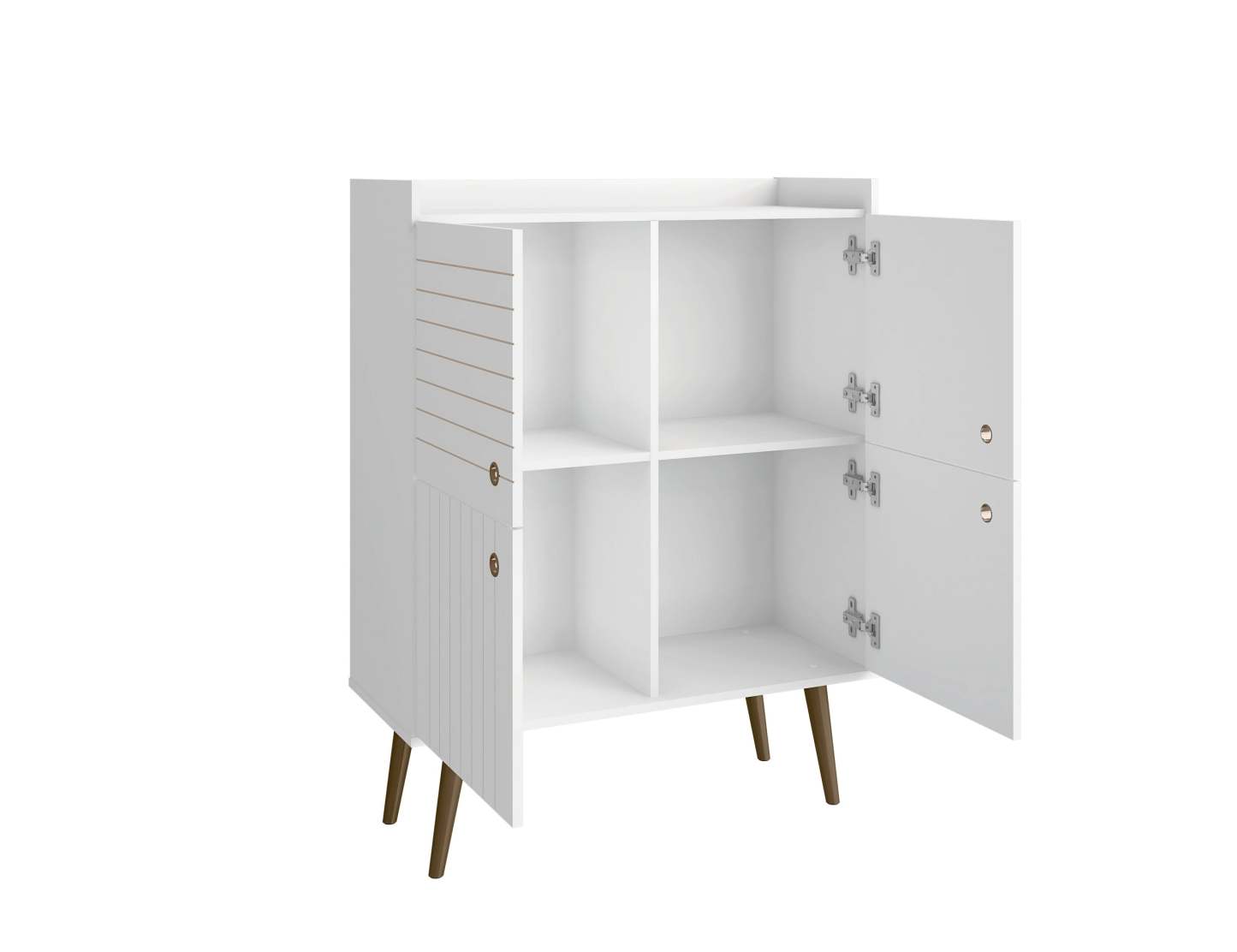 Manhattan Comfort Bogart Mid-Century Modern Accent Cabinet - White &amp; Natural|Armoire décorative Bogart de Manhattan Comfort de style moderne du milieu du 20e siècle - blanche et naturelle