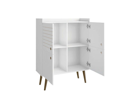 Manhattan Comfort Bogart Mid-Century Modern Accent Cabinet - White &amp; Natural|Armoire décorative Bogart de Manhattan Comfort de style moderne du milieu du 20e siècle - blanche et naturelle