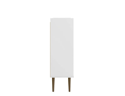 Manhattan Comfort Bogart Mid-Century Modern Accent Cabinet - White &amp; Natural|Armoire décorative Bogart de Manhattan Comfort de style moderne du milieu du 20e siècle - blanche et naturelle
