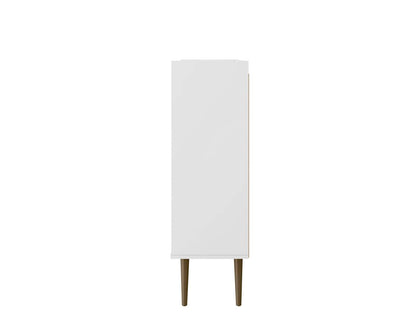 Manhattan Comfort Bogart Mid-Century Modern Accent Cabinet - White &amp; Natural|Armoire décorative Bogart de Manhattan Comfort de style moderne du milieu du 20e siècle - blanche et naturelle