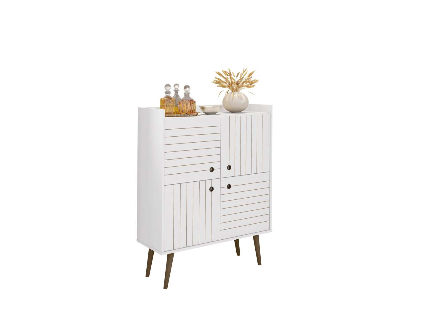 Manhattan Comfort Bogart Mid-Century Modern Accent Cabinet - White &amp; Natural|Armoire décorative Bogart de Manhattan Comfort de style moderne du milieu du 20e siècle - blanche et naturelle