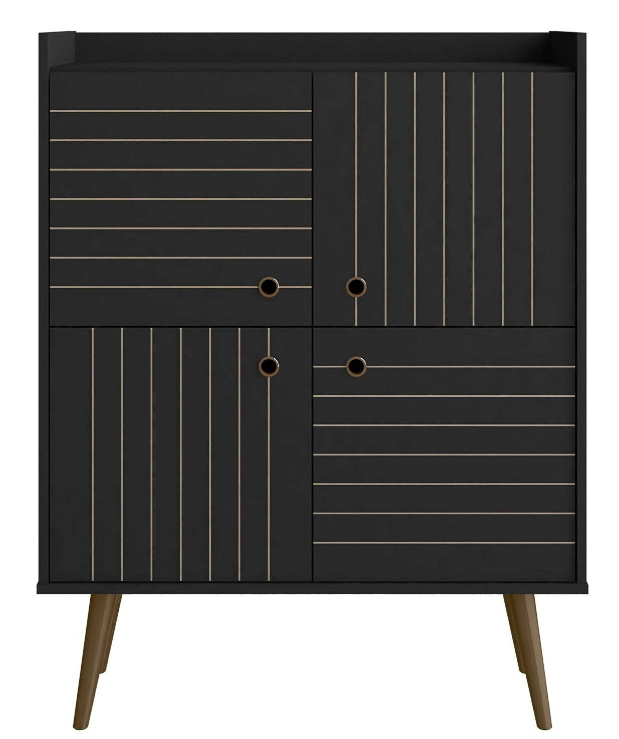 Manhattan Comfort Bogart Mid-century Modern Accent Cabinet - Black &amp; Natural|Armoire décorative Bogart de Manhattan Comfort de style moderne du milieu du 20e siècle - noire et naturelle