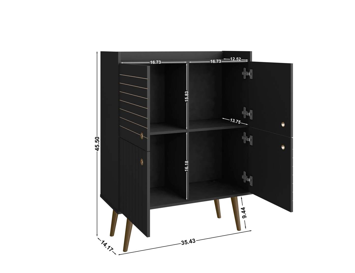 Manhattan Comfort Bogart Mid-century Modern Accent Cabinet - Black &amp; Natural|Armoire décorative Bogart de Manhattan Comfort de style moderne du milieu du 20e siècle - noire et naturelle