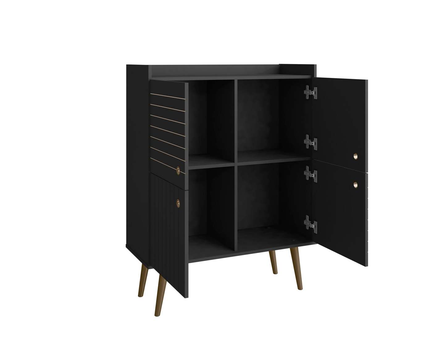 Manhattan Comfort Bogart Mid-century Modern Accent Cabinet - Black &amp; Natural|Armoire décorative Bogart de Manhattan Comfort de style moderne du milieu du 20e siècle - noire et naturelle