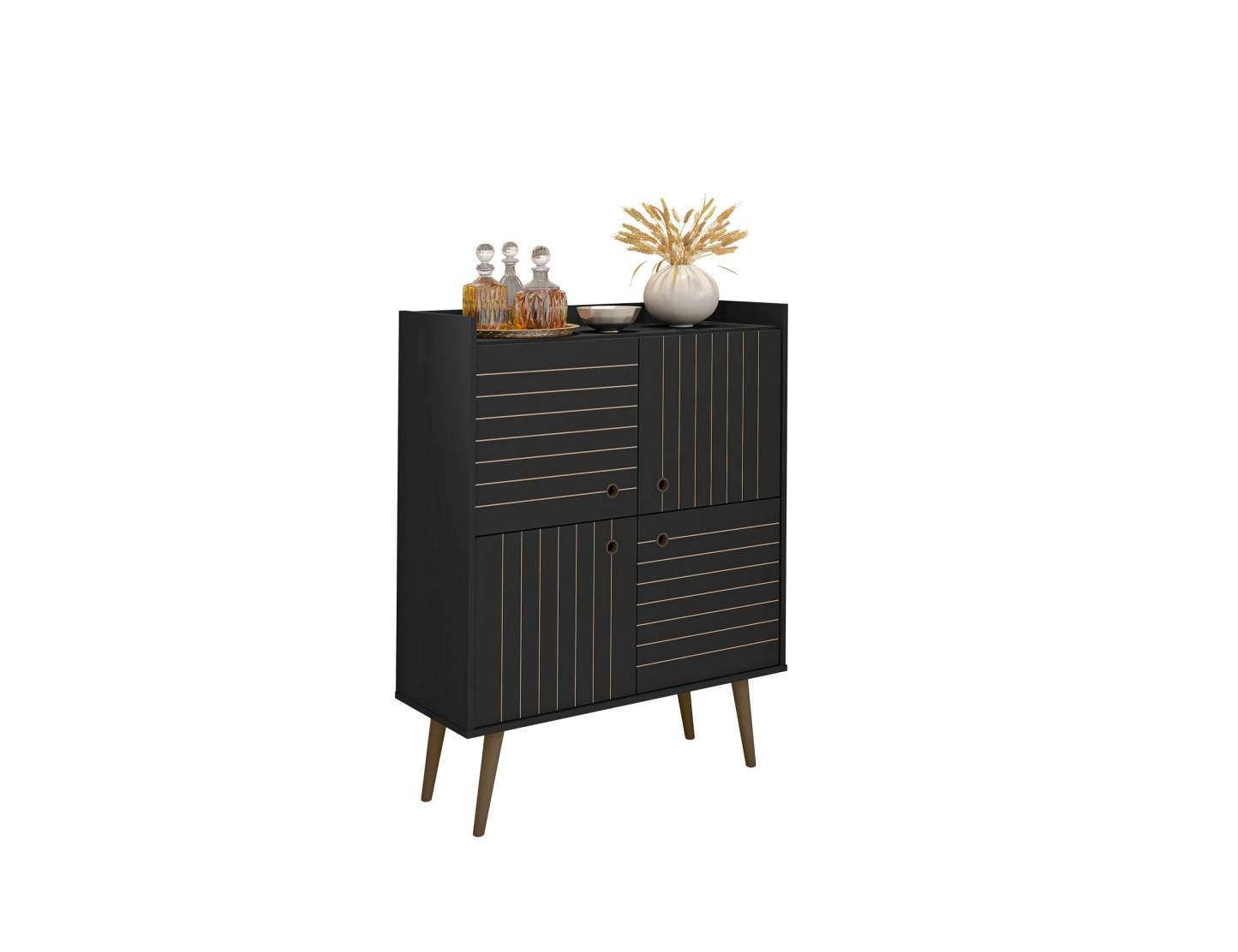 Manhattan Comfort Bogart Mid-century Modern Accent Cabinet - Black &amp; Natural|Armoire décorative Bogart de Manhattan Comfort de style moderne du milieu du 20e siècle - noire et naturelle