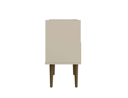 Manhattan Comfort Bogart Mid-Century Modern Nightstand - Off-white &amp; Natural|Table de nuit Bogart de Manhattan Comfort de style moderne du milieu du 20e siècle - blanc cassé et naturel