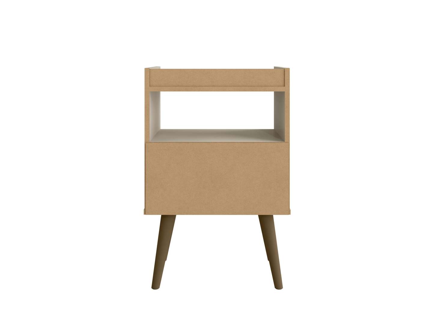 Manhattan Comfort Bogart Mid-Century Modern Nightstand - Off-white &amp; Natural|Table de nuit Bogart de Manhattan Comfort de style moderne du milieu du 20e siècle - blanc cassé et naturel