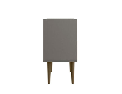 Manhattan Comfort Bogart Mid-Century Modern Nightstand - Grey &amp; Natural|Table de nuit Bogart de Manhattan Comfort de style moderne du milieu du 20e siècle - grise et naturelle