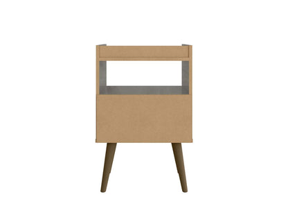 Manhattan Comfort Bogart Mid-Century Modern Nightstand - Grey &amp; Natural|Table de nuit Bogart de Manhattan Comfort de style moderne du milieu du 20e siècle - grise et naturelle