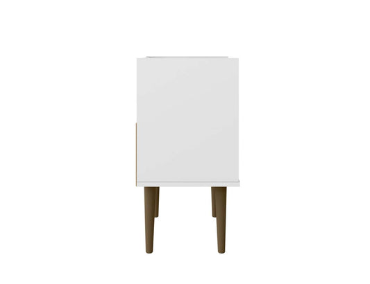 Manhattan Comfort Bogart Mid-Century Modern Nightstand - White &amp; Natural|Table de nuit Bogart de Manhattan Comfort de style moderne du milieu du 20e siècle - blanche et naturelle