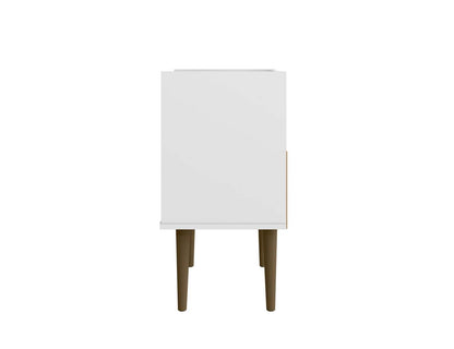 Manhattan Comfort Bogart Mid-Century Modern Nightstand - White &amp; Natural|Table de nuit Bogart de Manhattan Comfort de style moderne du milieu du 20e siècle - blanche et naturelle