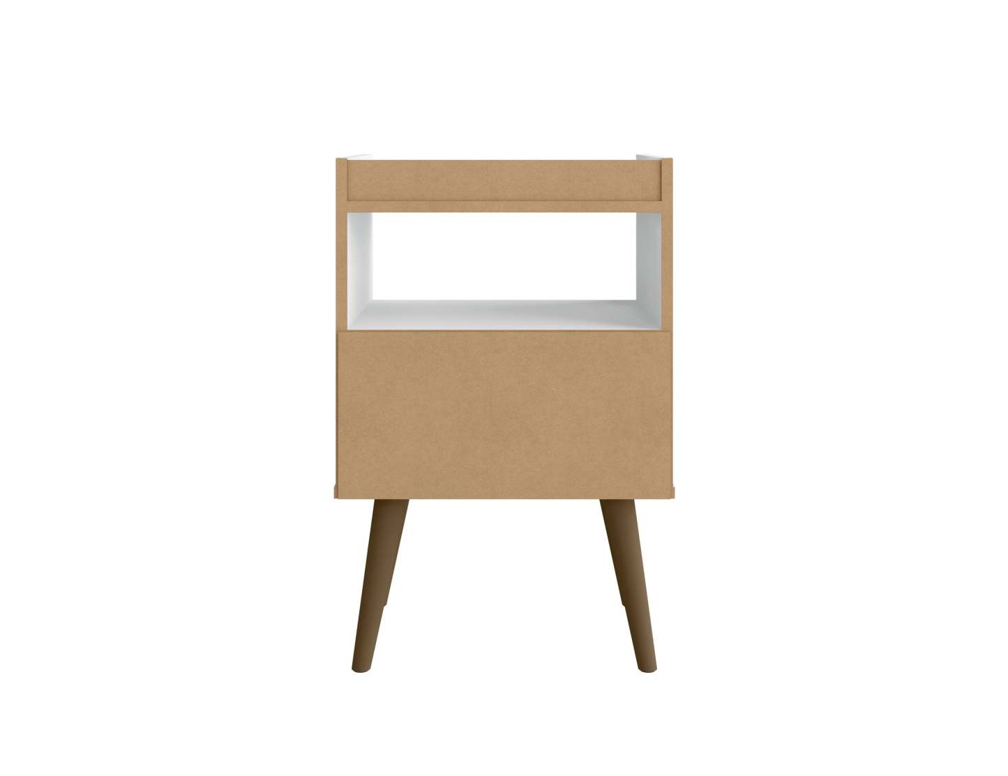 Manhattan Comfort Bogart Mid-Century Modern Nightstand - White &amp; Natural|Table de nuit Bogart de Manhattan Comfort de style moderne du milieu du 20e siècle - blanche et naturelle