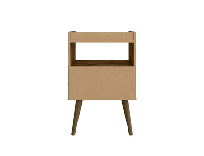 Manhattan Comfort Bogart Mid-Century Modern Nightstand - Rustic Brown &amp; Natural|Table de nuit Bogart de Manhattan Comfort de style moderne du milieu du 20e siècle - brun rustique et naturel
