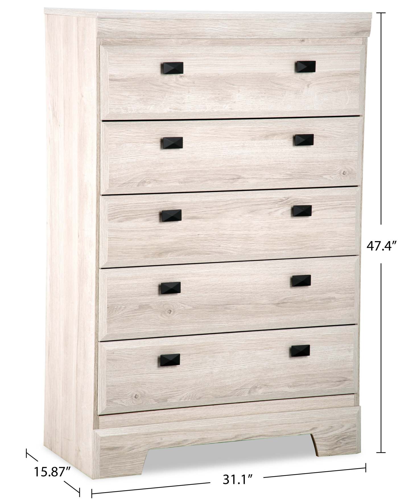 Commode de chambre à coucher Yorkdale, 5 tiroirs, 31,1 l x 47,4 h, fabriquée au Canada - Blanc | Commode verticale Yorkdale de 31,1 po (L) x 47,4 po (H) à 5 tiroirs pour la chambre à coucher, fabriquée au Canada - blanche