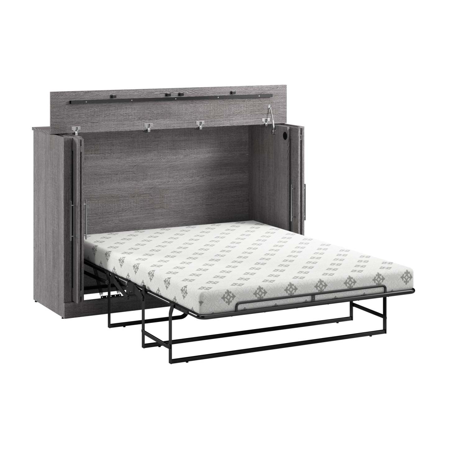 Lit armoire double Bestar Pur 69 W avec matelas - Gris écorce|Armoire-lit double Pur de Bestar de 69 po (L) avec matelas - gris écor