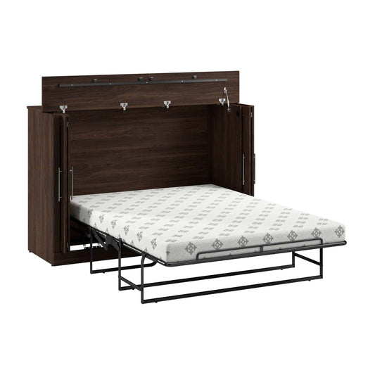 Bestar Pur 69 W Full Cabinet Bed with Mattress - Black Walnut|Armoire-lit double Pur de Bestar de 69 po (L) avec matelas - noyer noir