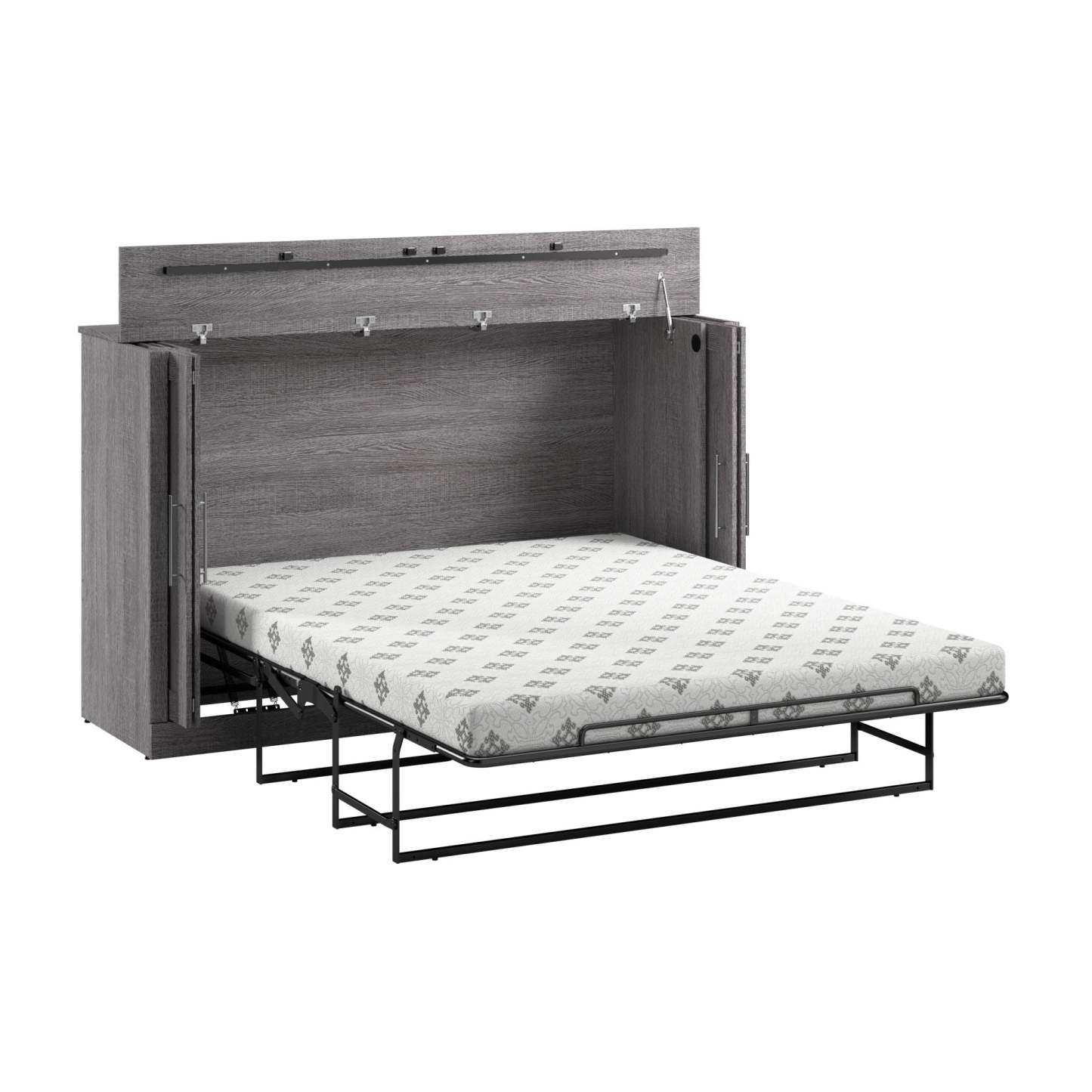 Bestar Pur 75 W Queen Cabinet Bed with Mattress - Bark Grey|Armoire-grand lit Pur de Bestar de 75 po (L) avec matelas - gris écorce