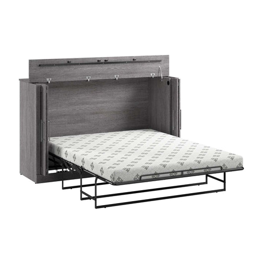 Bestar Pur 75 W Queen Cabinet Bed with Mattress - Bark Grey|Armoire-grand lit Pur de Bestar de 75 po (L) avec matelas - gris écorce