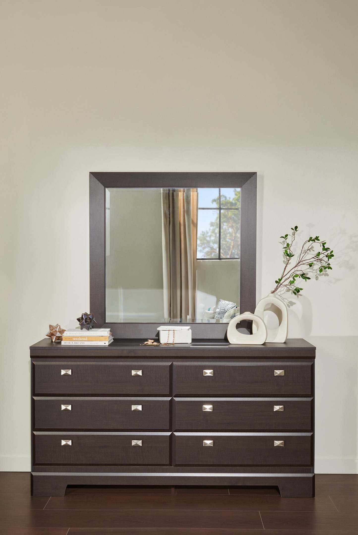 Miroir de commode de chambre Yorkdale, fabriqué au Canada - Brun | Miroir de commode de chambre à coucher Yorkdale, fabriqué au Canada - brun