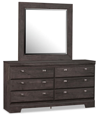 Commode de chambre à coucher à 6 tiroirs Yorkdale, 61,4 L x 32,3 H, fabriquée au Canada - Gris | Commode Yorkdale de 61,4 po (L) x 32,3 po (H) à 6 tiroirs pour la chambre à coucher, fabriquée au Canada - grise