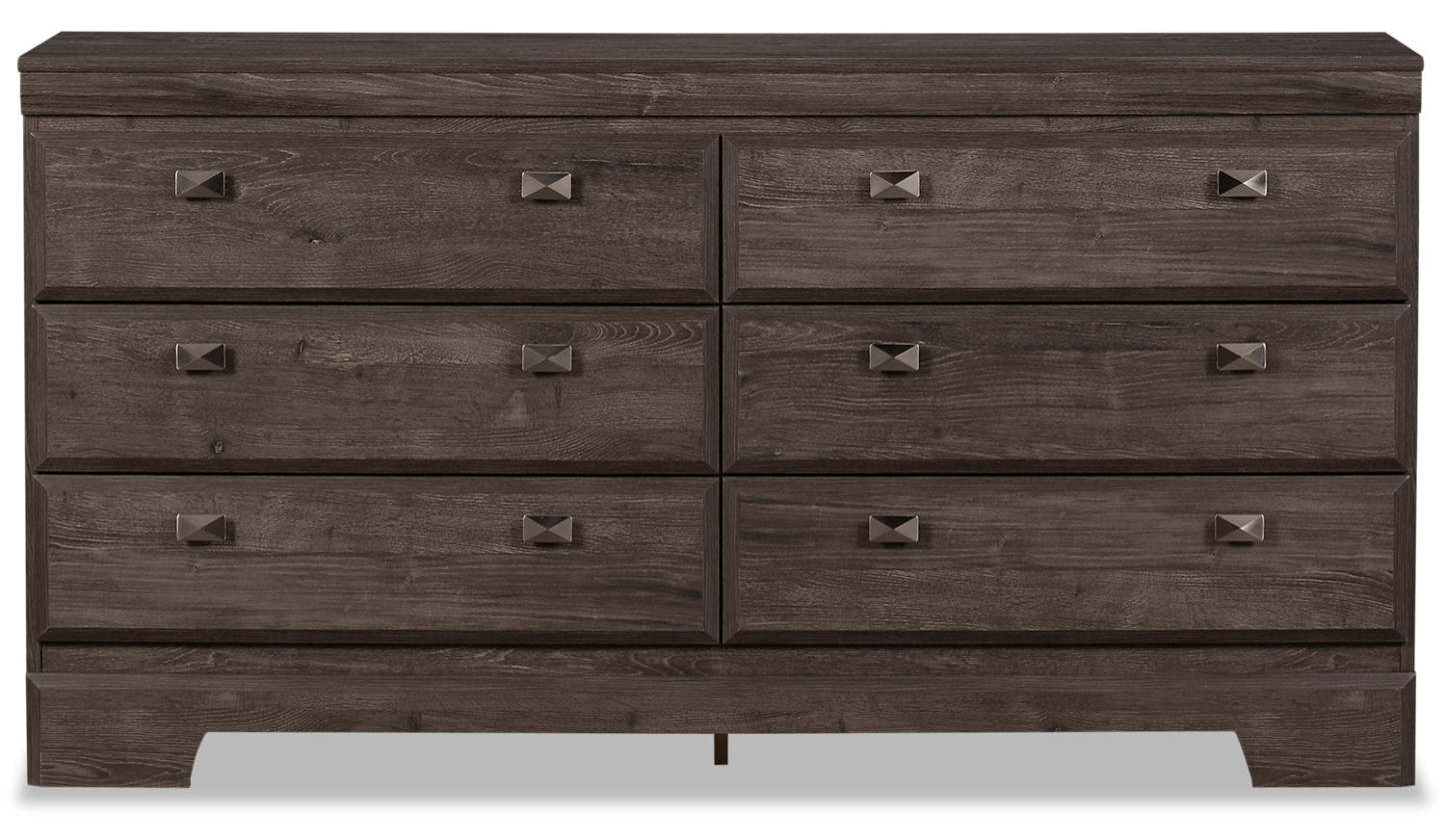 Commode de chambre à coucher à 6 tiroirs Yorkdale, 61,4 L x 32,3 H, fabriquée au Canada - Gris | Commode Yorkdale de 61,4 po (L) x 32,3 po (H) à 6 tiroirs pour la chambre à coucher, fabriquée au Canada - grise
