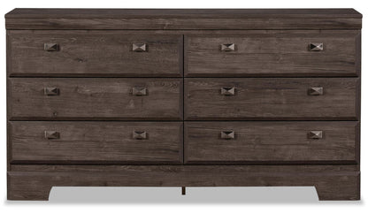 Commode de chambre à coucher à 6 tiroirs Yorkdale, 61,4 L x 32,3 H, fabriquée au Canada - Gris | Commode Yorkdale de 61,4 po (L) x 32,3 po (H) à 6 tiroirs pour la chambre à coucher, fabriquée au Canada - grise