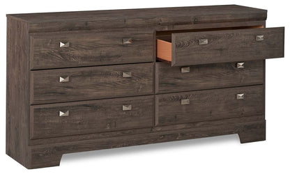 Commode de chambre à coucher à 6 tiroirs Yorkdale, 61,4 L x 32,3 H, fabriquée au Canada - Gris | Commode Yorkdale de 61,4 po (L) x 32,3 po (H) à 6 tiroirs pour la chambre à coucher, fabriquée au Canada - grise