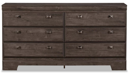 Commode de chambre à coucher à 6 tiroirs Yorkdale, 61,4 L x 32,3 H, fabriquée au Canada - Gris | Commode Yorkdale de 61,4 po (L) x 32,3 po (H) à 6 tiroirs pour la chambre à coucher, fabriquée au Canada - grise