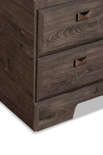 Ensemble de chambre à coucher Yorkdale 5 pièces avec lit de rangement à 12 tiroirs, commode et miroir, gris - Taille Queen