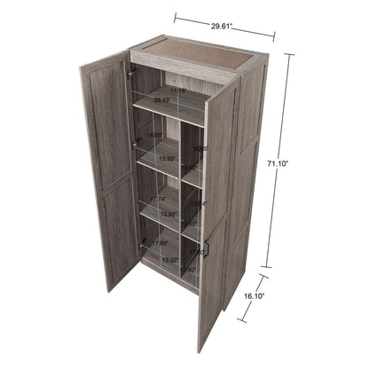 Manhattan Comfort Hopkins Modern Freestanding Storage Closet with 7 Shelves - Grey|Armoire de rangement autoportante moderne Hopkins de Manhattan Comfort avec 7 tablettes - noire