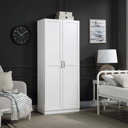 Manhattan Comfort Hopkins Modern Freestanding Storage Closet with 7 Shelves - White|Armoire de rangement autoportante moderne Hopkins de Manhattan Comfort avec 7 tablettes - grise