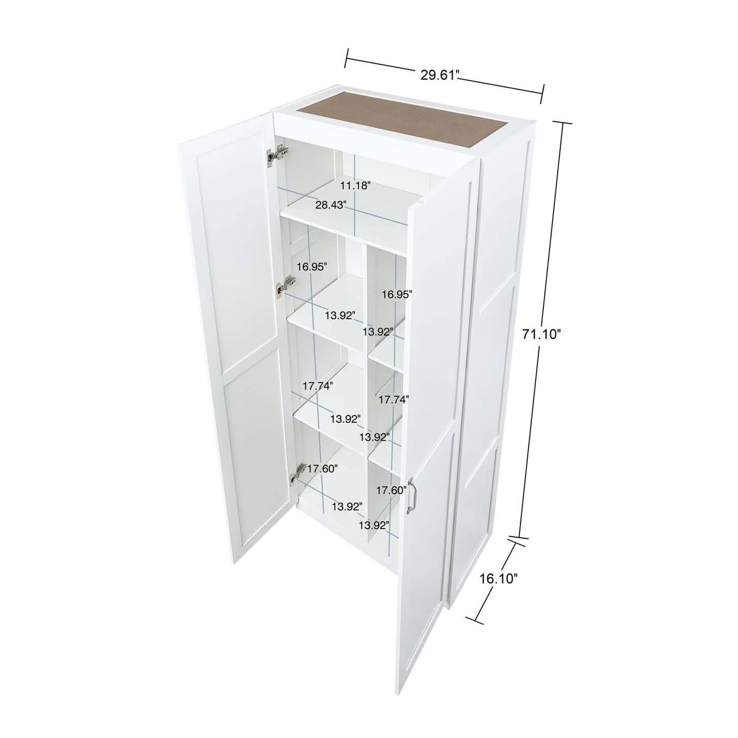 Manhattan Comfort Hopkins Modern Freestanding Storage Closet with 7 Shelves - White|Armoire de rangement autoportante moderne Hopkins de Manhattan Comfort avec 7 tablettes - grise