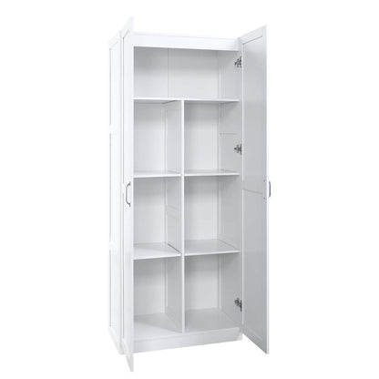 Manhattan Comfort Hopkins Modern Freestanding Storage Closet with 7 Shelves - White|Armoire de rangement autoportante moderne Hopkins de Manhattan Comfort avec 7 tablettes - grise