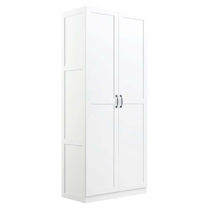 Manhattan Comfort Hopkins Modern Freestanding Storage Closet with 7 Shelves - White|Armoire de rangement autoportante moderne Hopkins de Manhattan Comfort avec 7 tablettes - grise