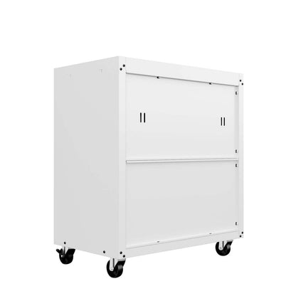 Manhattan Comfort Fortress Textured Metal 31.5 Garage Mobile Cabinet with 2 Adjustable Shelves - White|Armoire mobile Fortress de Manhattan Comfort de 31,5 po en métal texturé avec 2 tablettes réglables pour le garage - blanche