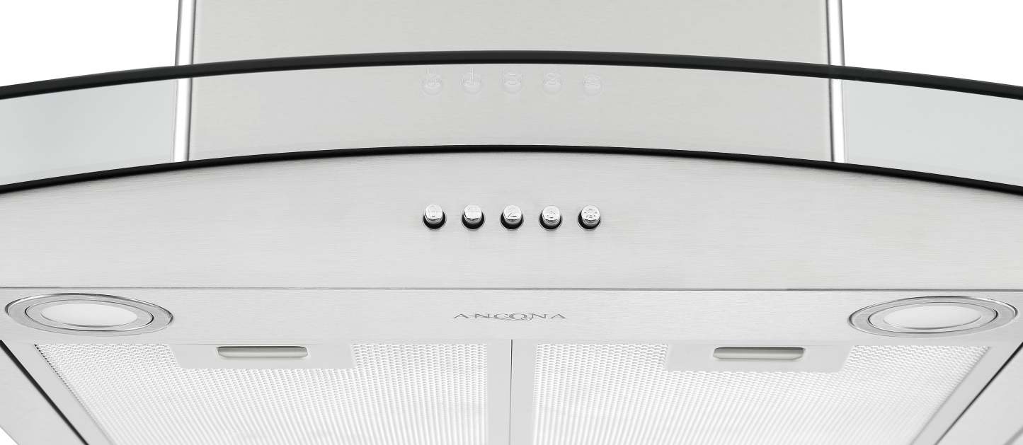 Hotte de cuisine murale convertible Ancona 30 avec auvent en verre - AN-11001SS | Hotte de cuisinière murale convertible Ancona de 30 po de style auvent en verre - AN-11001SS | D77G88JA