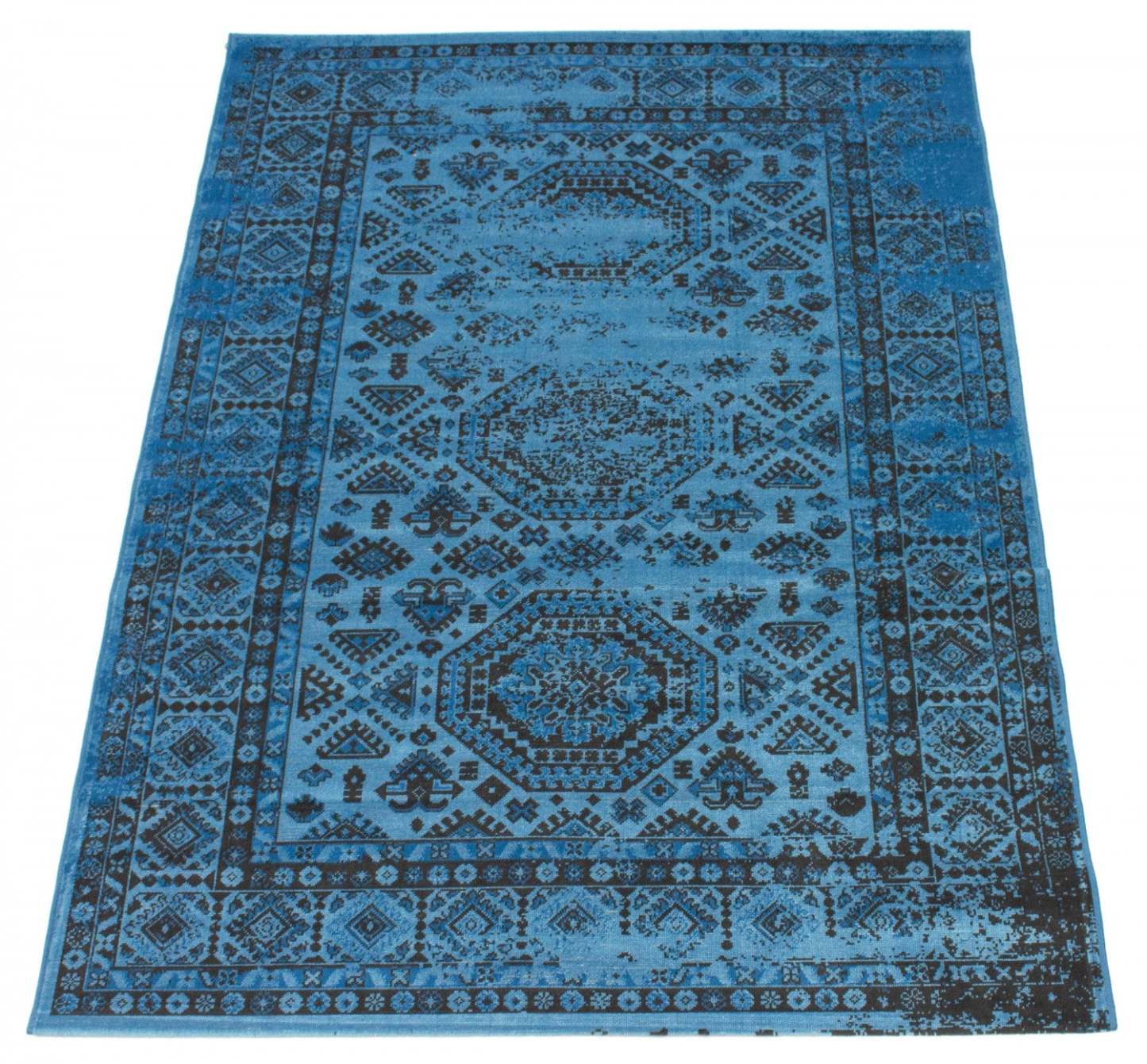 Tapis Jedda Bleu 3'11 x 5'7|Carpette Jedda bleue 3 pi 11 po x 5 pi 7 po|D86FPQA4