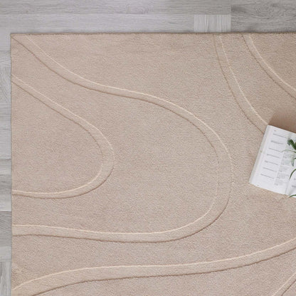 Tapis A Poils Longs Lavable Beige Pearl Hills 5'x7'