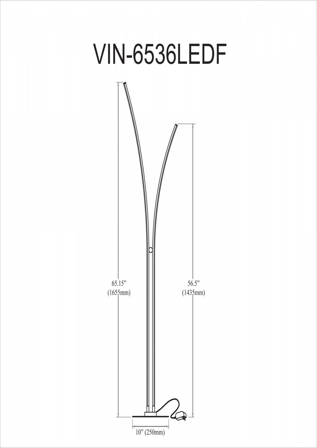 Dainolite Vincent Floor Lamp 34w Matte Black White Acrylic Diffuser|Lampe à pied Vincent de Dainolite en acrylique blanc qui diffuse la lumière, avec fini noir mat et ampoule de 34 W
