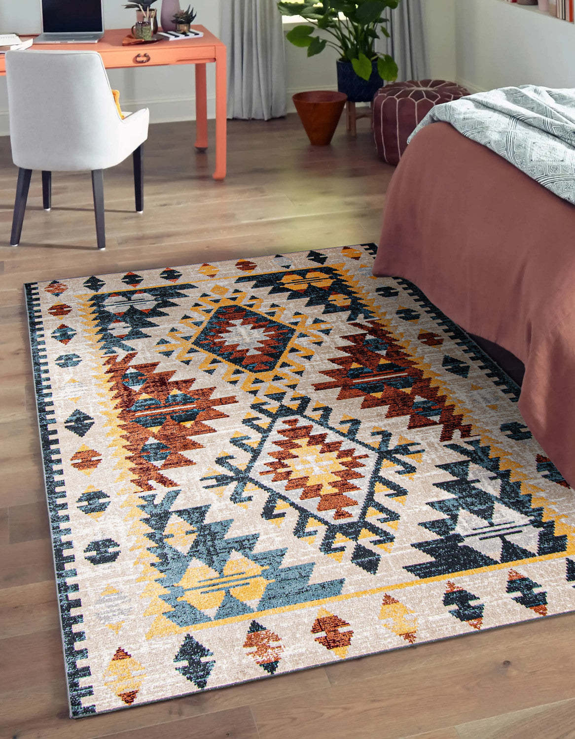 Tapis mosaïque taupe/cuivre lavable en machine - 8'0 x 10'0|Carpette Mosaic taupe et cuivre lavable à la machine - 8 pi 0 po x 10 pi 0 po|D86FJPDP